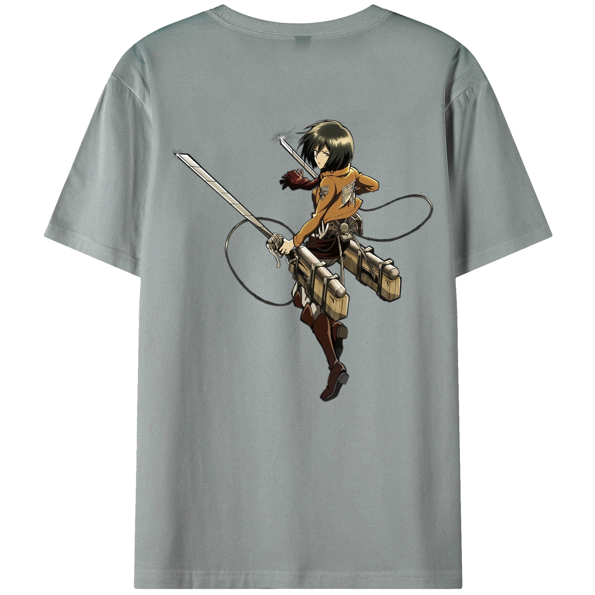 （画像用） 進撃の巨人 ミカサ·アッカーマン Attack on Titan Mikasa Ackerman 綿100％ メンズ半袖Tシャツ（バックプリント） 通気性